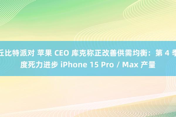 丘比特派对 苹果 CEO 库克称正改善供需均衡：第 4 季度死力进步 iPhone 15 Pro / Max 产量