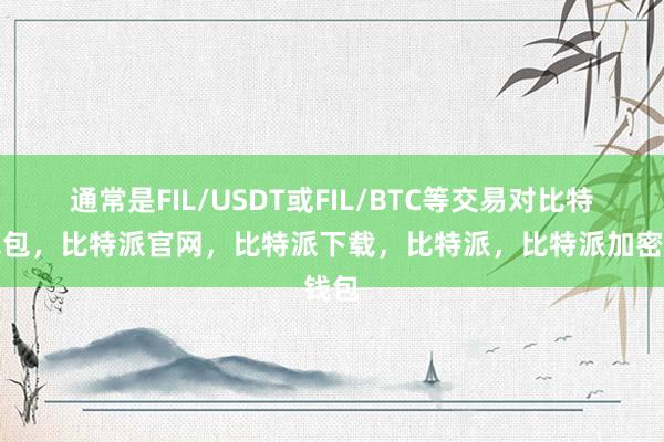 通常是FIL/USDT或FIL/BTC等交易对比特派钱包，比特派官网，比特派下载，比特派，比特派加密钱包