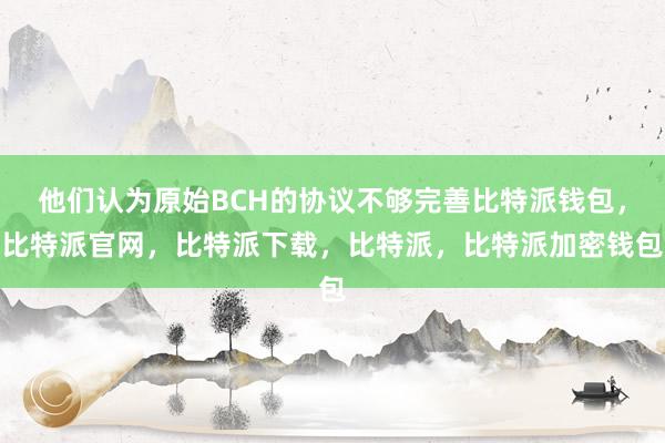 他们认为原始BCH的协议不够完善比特派钱包，比特派官网，比特派下载，比特派，比特派加密钱包