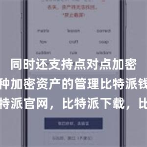 同时还支持点对点加密聊天和多种加密资产的管理比特派钱包，比特派官网，比特派下载，比特派，比特派加密钱包